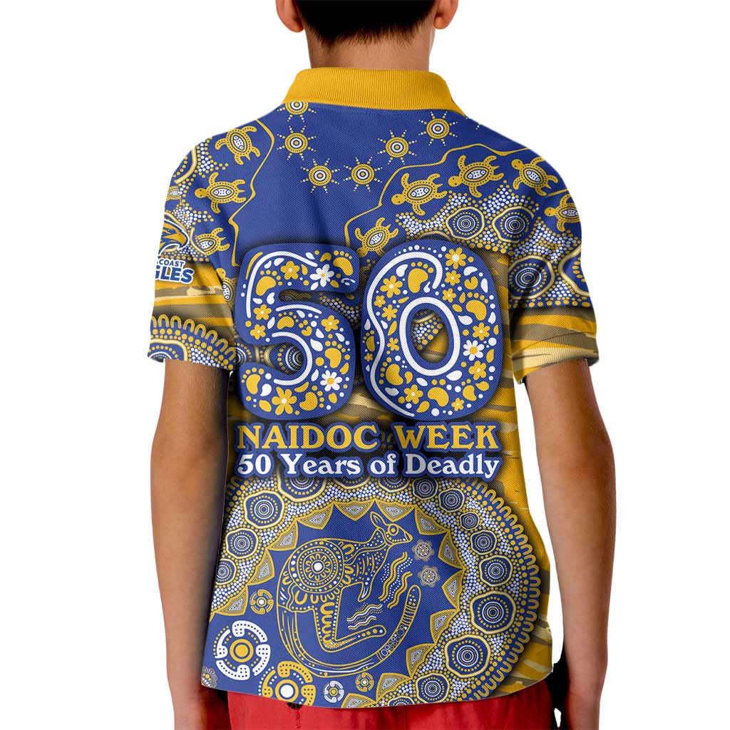 West Coast Eagles NAIDOC Week 2026 Kid Polo Shirt Australian Aboriginal Dot Art Dreamtime Pattern Style
