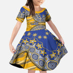 West Coast Eagles NAIDOC Week 2026 Kid Short Sleeve Dress Australian Aboriginal Dot Art Dreamtime Pattern Style