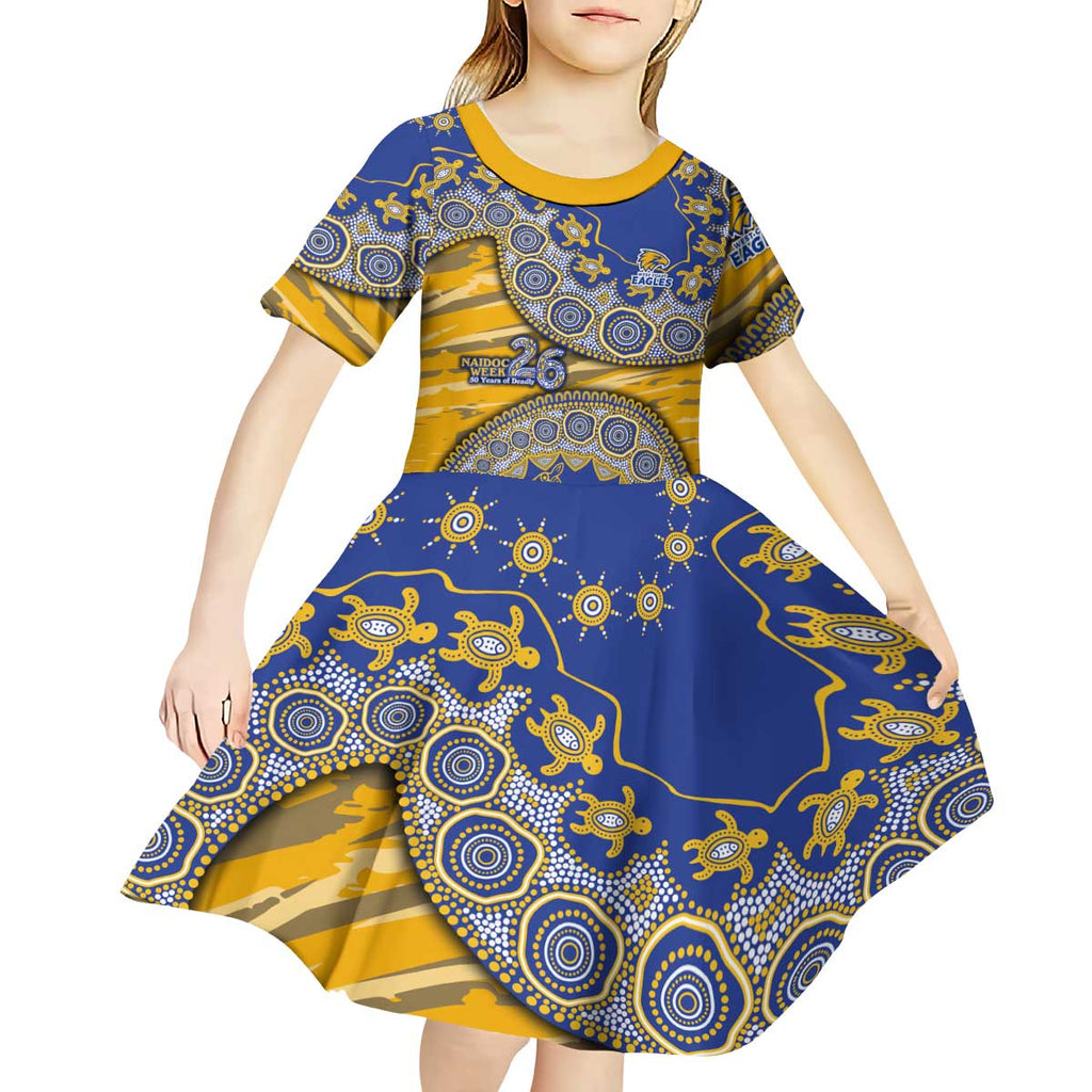 West Coast Eagles NAIDOC Week 2026 Kid Short Sleeve Dress Australian Aboriginal Dot Art Dreamtime Pattern Style