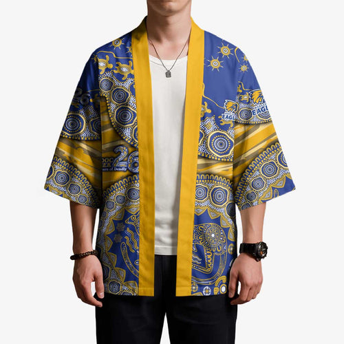 West Coast Eagles NAIDOC Week 2026 Kimono Australian Aboriginal Dot Art Dreamtime Pattern Style