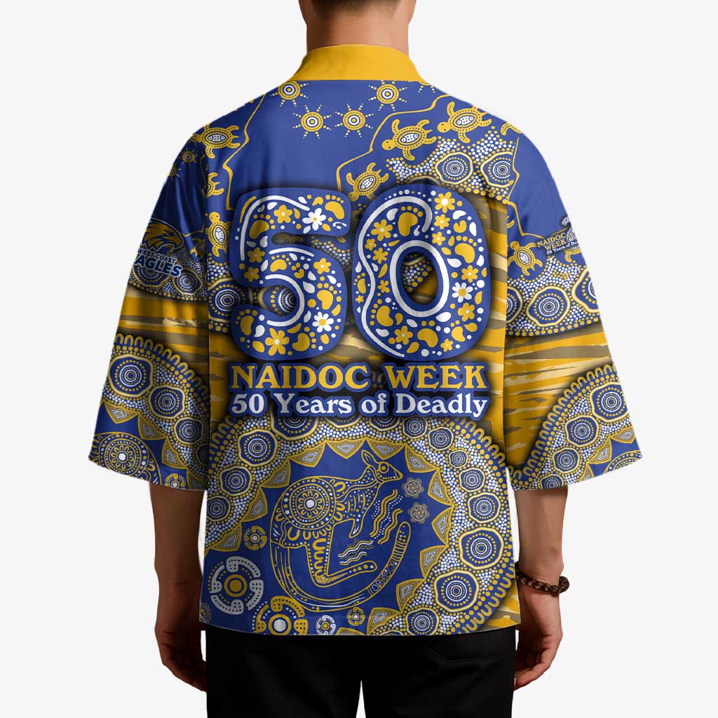 West Coast Eagles NAIDOC Week 2026 Kimono Australian Aboriginal Dot Art Dreamtime Pattern Style