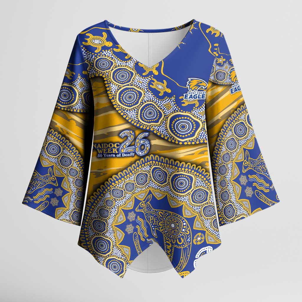 West Coast Eagles NAIDOC Week 2026 Kimono Sleeve Blouse Australian Aboriginal Dot Art Dreamtime Pattern Style