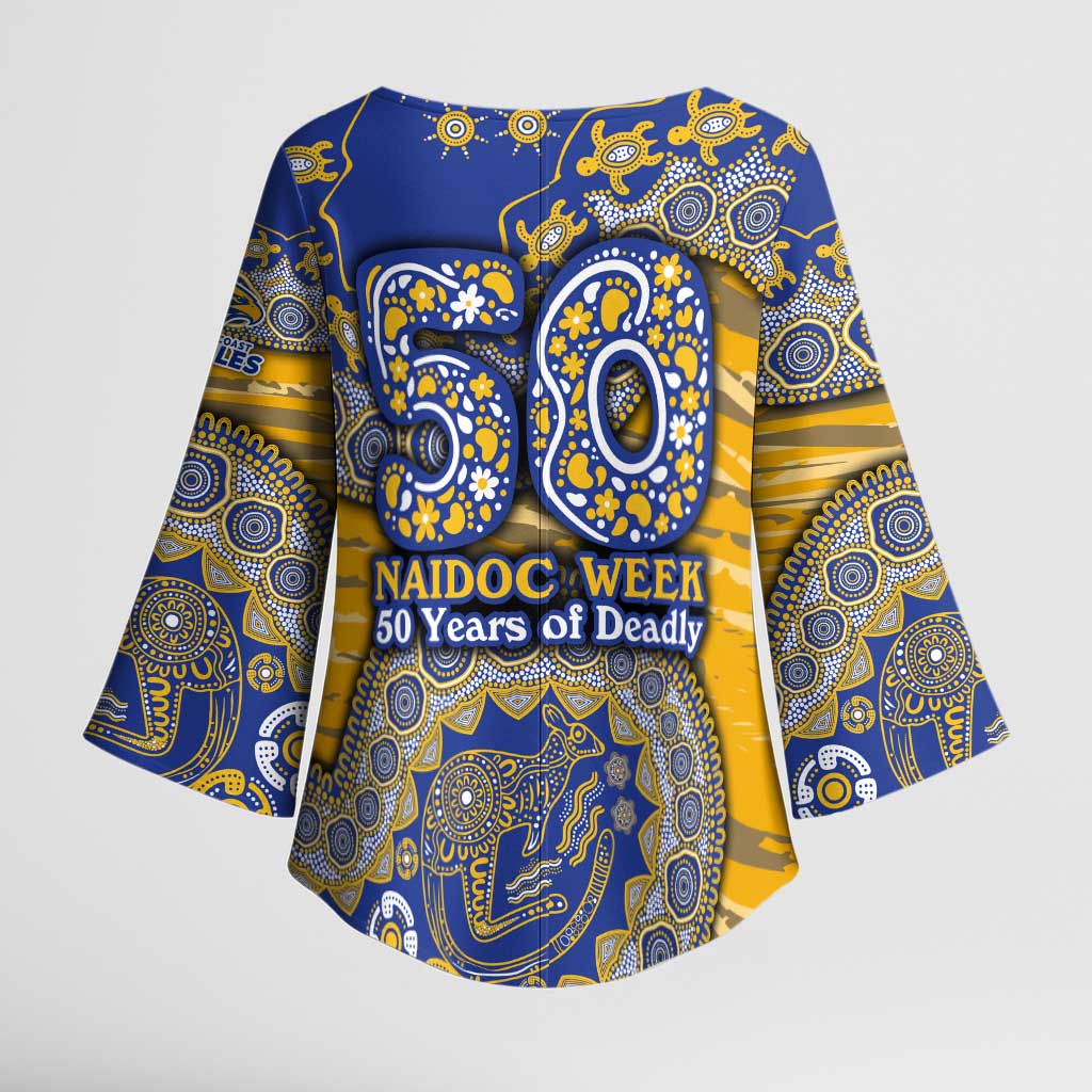 West Coast Eagles NAIDOC Week 2026 Kimono Sleeve Blouse Australian Aboriginal Dot Art Dreamtime Pattern Style