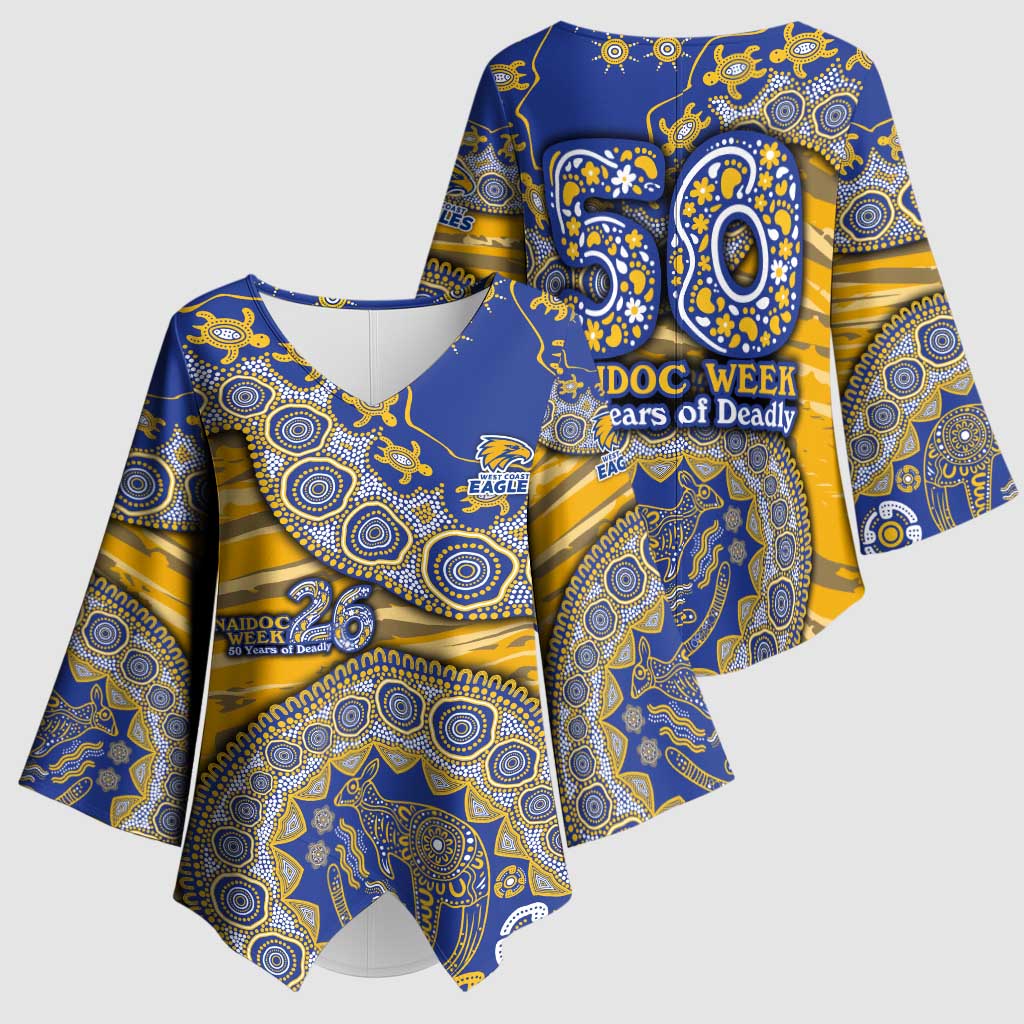West Coast Eagles NAIDOC Week 2026 Kimono Sleeve Blouse Australian Aboriginal Dot Art Dreamtime Pattern Style