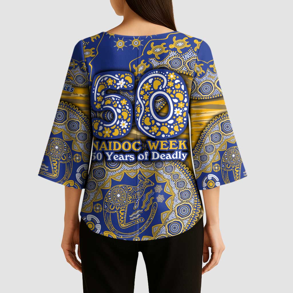 West Coast Eagles NAIDOC Week 2026 Kimono Sleeve Blouse Australian Aboriginal Dot Art Dreamtime Pattern Style