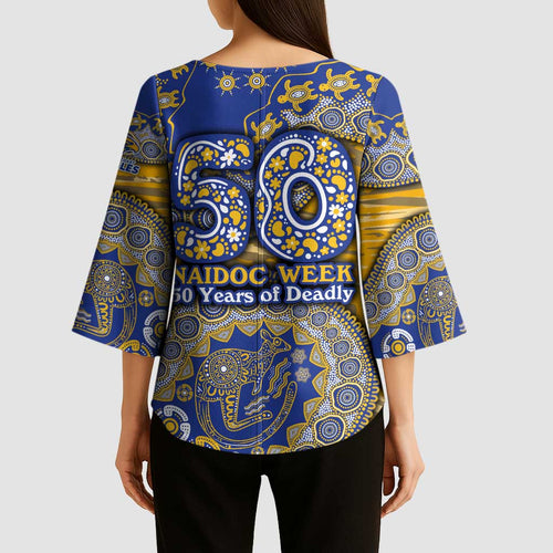 West Coast Eagles NAIDOC Week 2026 Kimono Sleeve Blouse Australian Aboriginal Dot Art Dreamtime Pattern Style