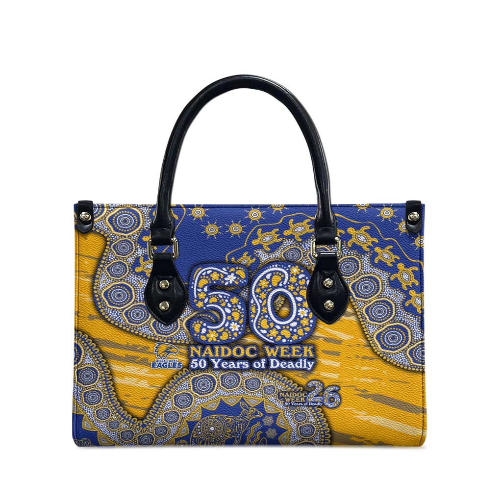 West Coast Eagles NAIDOC Week 2026 Leather Bag Australian Aboriginal Dot Art Dreamtime Pattern Style