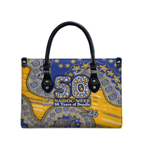 West Coast Eagles NAIDOC Week 2026 Leather Bag Australian Aboriginal Dot Art Dreamtime Pattern Style