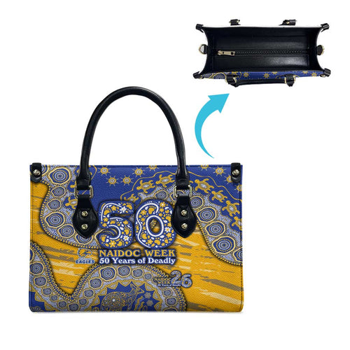 West Coast Eagles NAIDOC Week 2026 Leather Bag Australian Aboriginal Dot Art Dreamtime Pattern Style