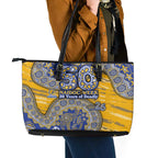 West Coast Eagles NAIDOC Week 2026 Leather Tote Bag Australian Aboriginal Dot Art Dreamtime Pattern Style