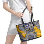 West Coast Eagles NAIDOC Week 2026 Leather Tote Bag Australian Aboriginal Dot Art Dreamtime Pattern Style