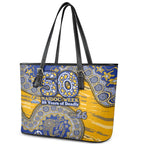 West Coast Eagles NAIDOC Week 2026 Leather Tote Bag Australian Aboriginal Dot Art Dreamtime Pattern Style