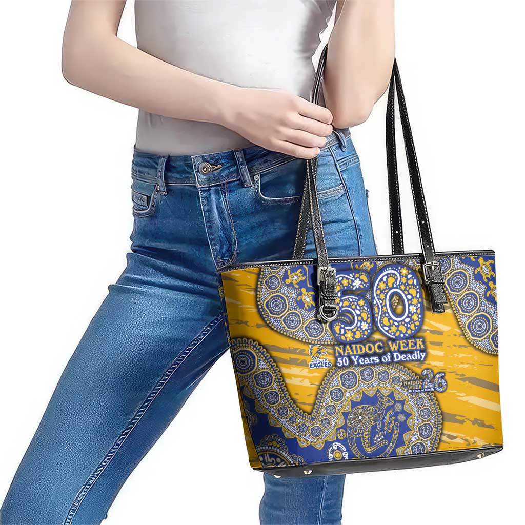 West Coast Eagles NAIDOC Week 2026 Leather Tote Bag Australian Aboriginal Dot Art Dreamtime Pattern Style
