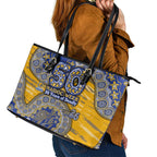 West Coast Eagles NAIDOC Week 2026 Leather Tote Bag Australian Aboriginal Dot Art Dreamtime Pattern Style