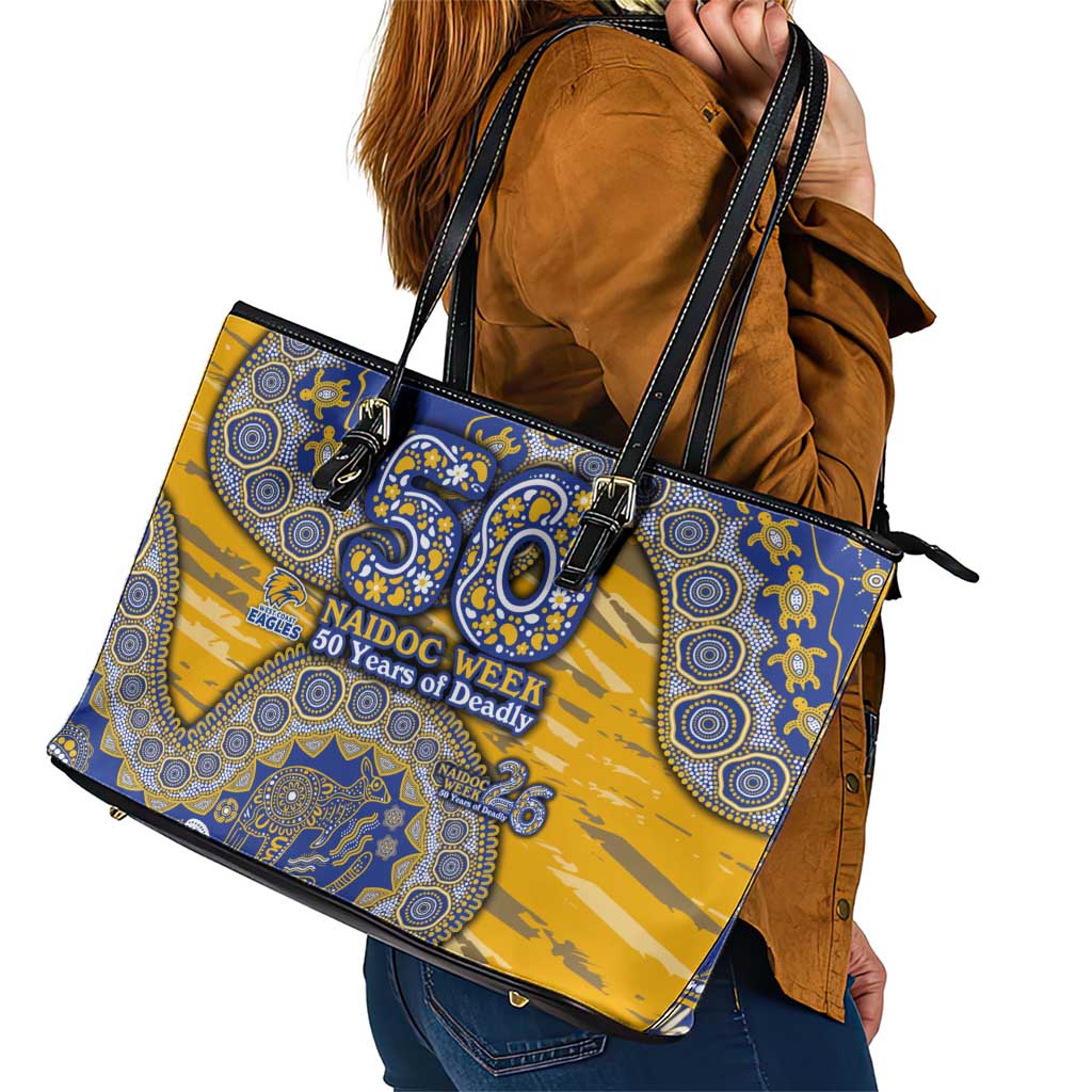 West Coast Eagles NAIDOC Week 2026 Leather Tote Bag Australian Aboriginal Dot Art Dreamtime Pattern Style