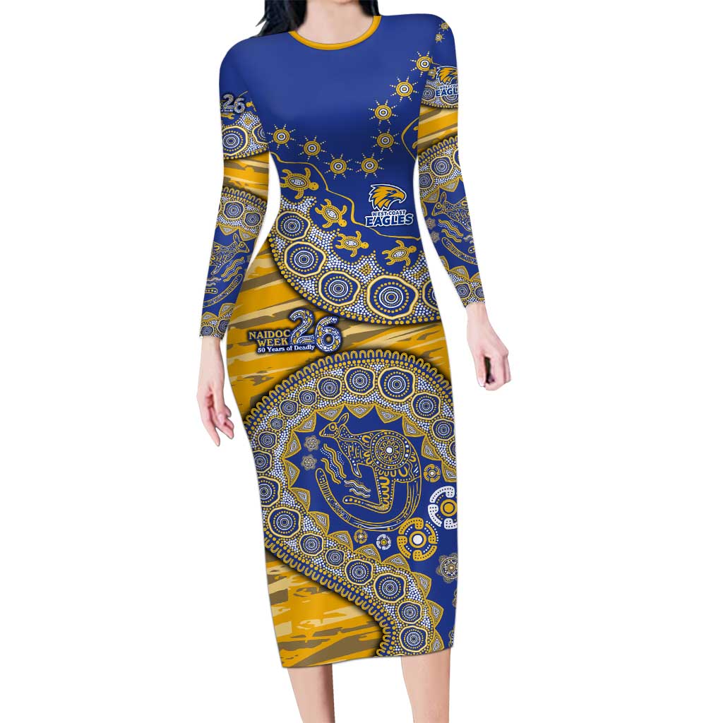 West Coast Eagles NAIDOC Week 2026 Long Sleeve Bodycon Dress Australian Aboriginal Dot Art Dreamtime Pattern Style