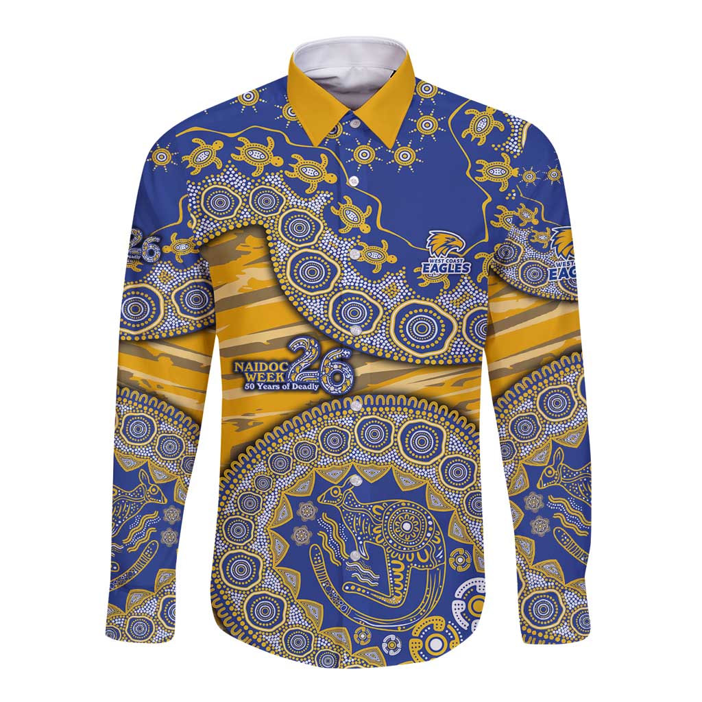West Coast Eagles NAIDOC Week 2026 Long Sleeve Button Shirt Australian Aboriginal Dot Art Dreamtime Pattern Style