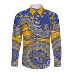 West Coast Eagles NAIDOC Week 2026 Long Sleeve Button Shirt Australian Aboriginal Dot Art Dreamtime Pattern Style