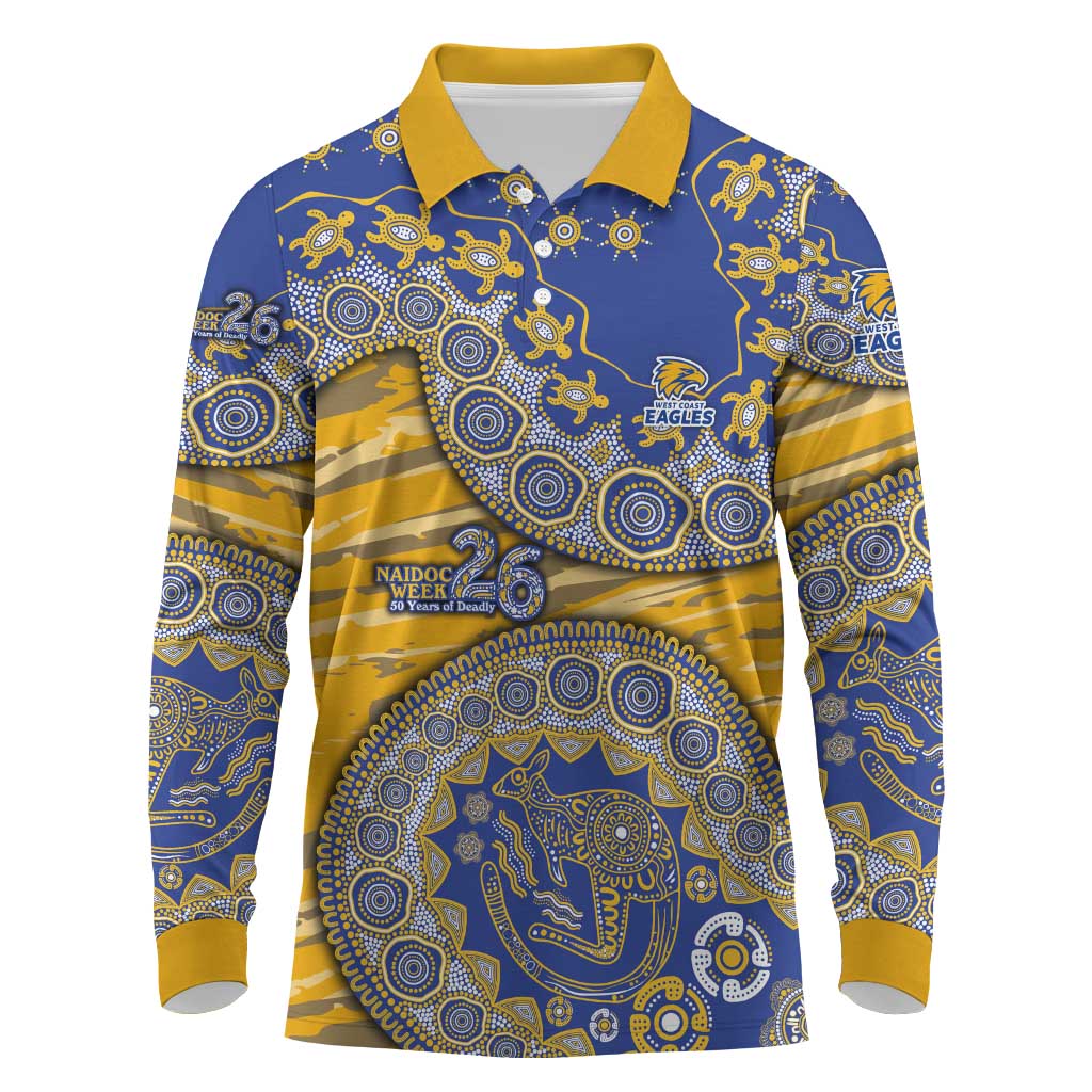 West Coast Eagles NAIDOC Week 2026 Long Sleeve Polo Shirt Australian Aboriginal Dot Art Dreamtime Pattern Style