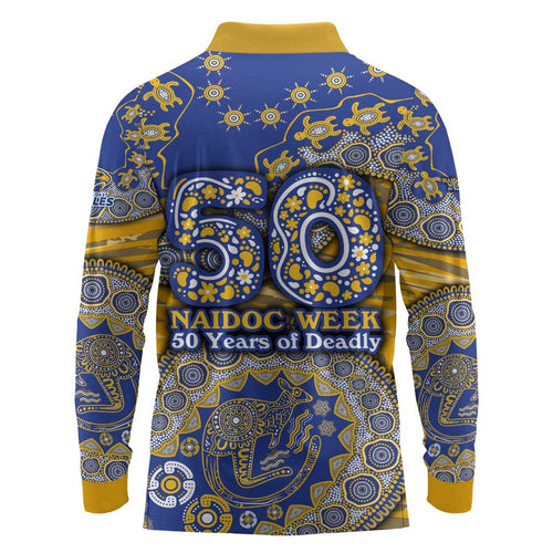 West Coast Eagles NAIDOC Week 2026 Long Sleeve Polo Shirt Australian Aboriginal Dot Art Dreamtime Pattern Style