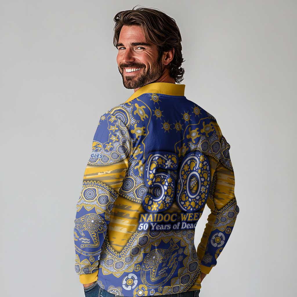 West Coast Eagles NAIDOC Week 2026 Long Sleeve Polo Shirt Australian Aboriginal Dot Art Dreamtime Pattern Style