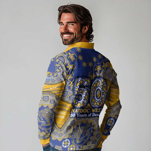 West Coast Eagles NAIDOC Week 2026 Long Sleeve Polo Shirt Australian Aboriginal Dot Art Dreamtime Pattern Style