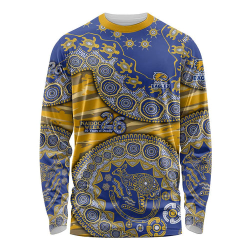 West Coast Eagles NAIDOC Week 2026 Long Sleeve Shirt Australian Aboriginal Dot Art Dreamtime Pattern Style