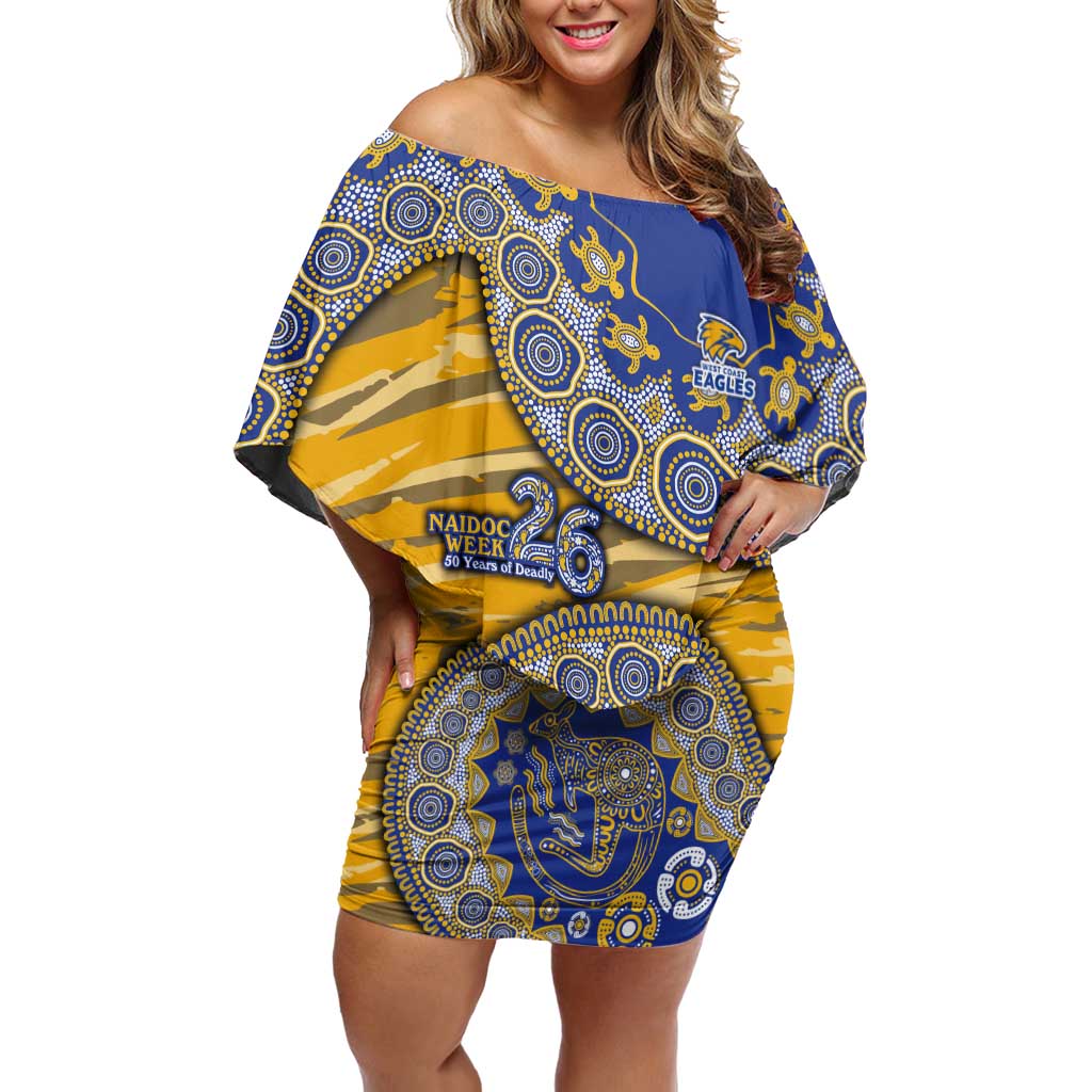 West Coast Eagles NAIDOC Week 2026 Off Shoulder Short Dress Australian Aboriginal Dot Art Dreamtime Pattern Style