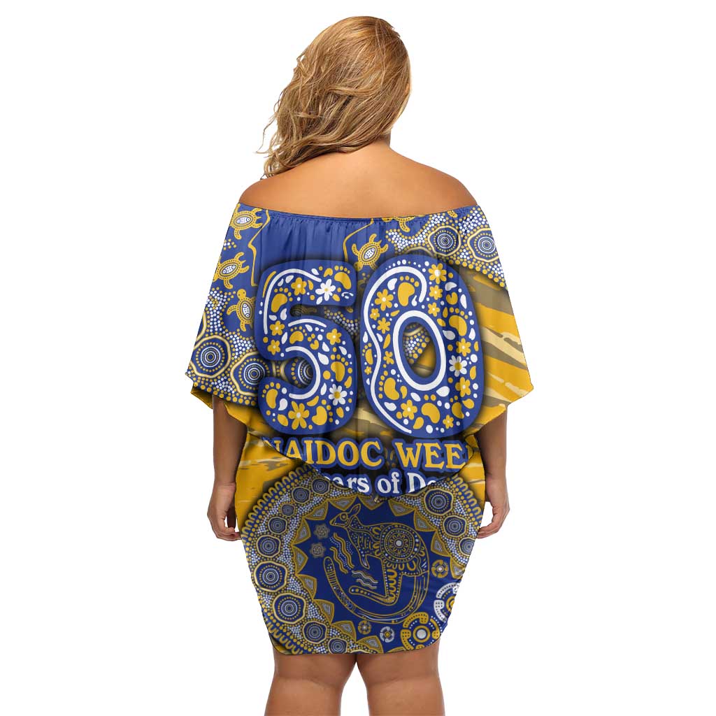 West Coast Eagles NAIDOC Week 2026 Off Shoulder Short Dress Australian Aboriginal Dot Art Dreamtime Pattern Style