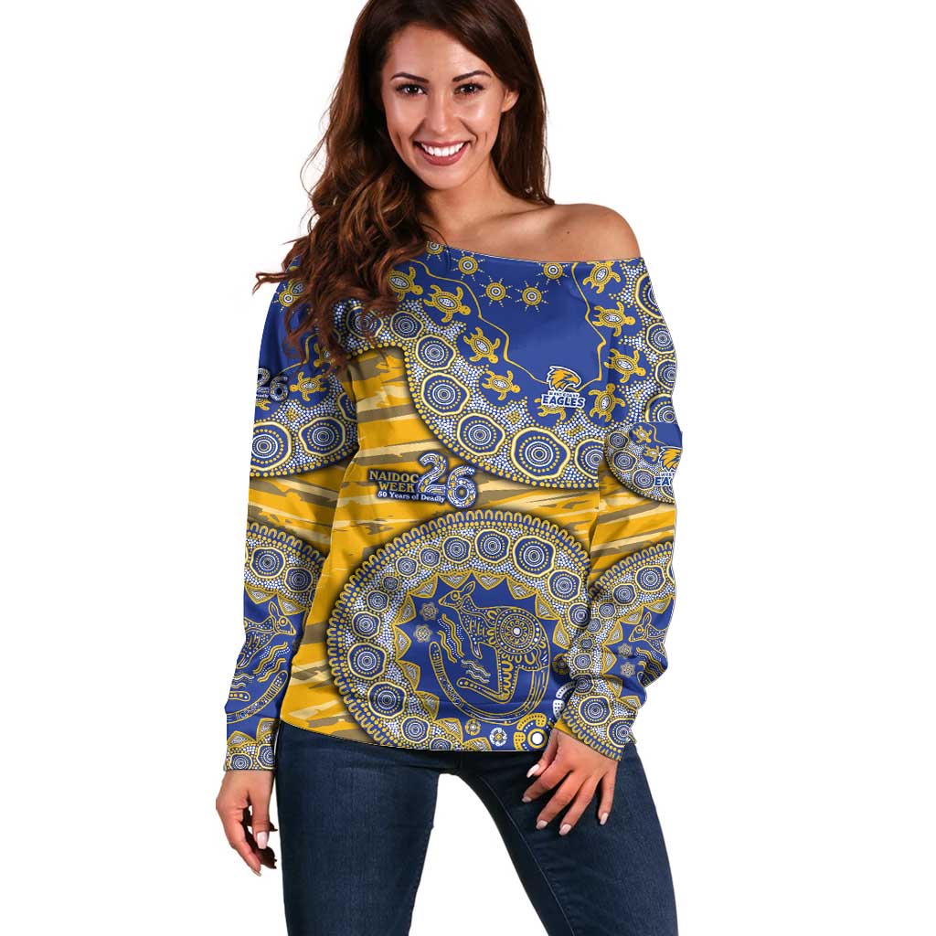 West Coast Eagles NAIDOC Week 2026 Off Shoulder Sweater Australian Aboriginal Dot Art Dreamtime Pattern Style
