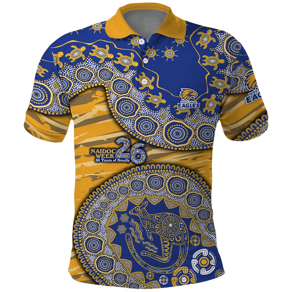 West Coast Eagles NAIDOC Week 2026 Polo Shirt Australian Aboriginal Dot Art Dreamtime Pattern Style