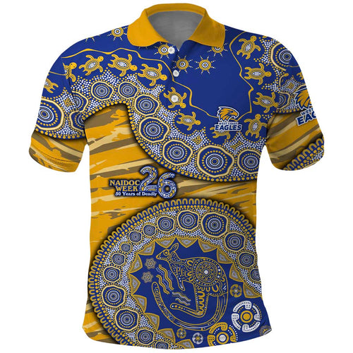 West Coast Eagles NAIDOC Week 2026 Polo Shirt Australian Aboriginal Dot Art Dreamtime Pattern Style