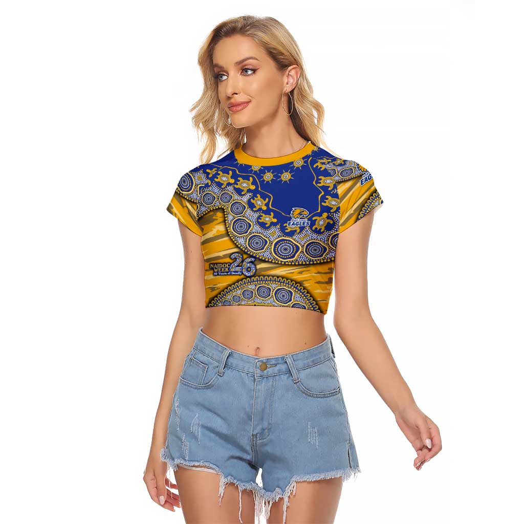 West Coast Eagles NAIDOC Week 2026 Raglan Cropped T Shirt Australian Aboriginal Dot Art Dreamtime Pattern Style