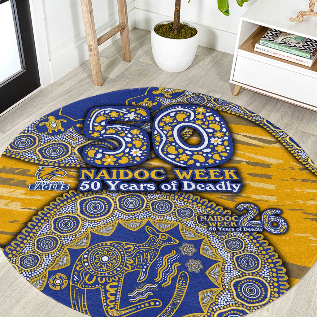 West Coast Eagles NAIDOC Week 2026 Round Carpet Australian Aboriginal Dot Art Dreamtime Pattern Style