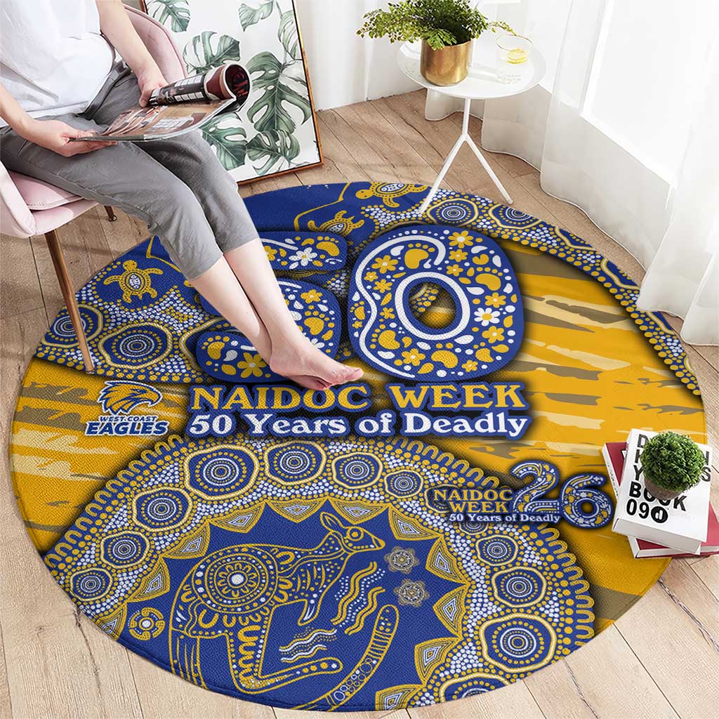 West Coast Eagles NAIDOC Week 2026 Round Carpet Australian Aboriginal Dot Art Dreamtime Pattern Style