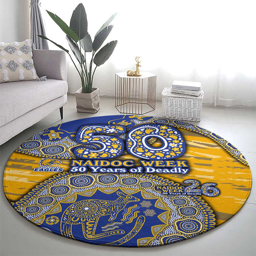 West Coast Eagles NAIDOC Week 2026 Round Carpet Australian Aboriginal Dot Art Dreamtime Pattern Style