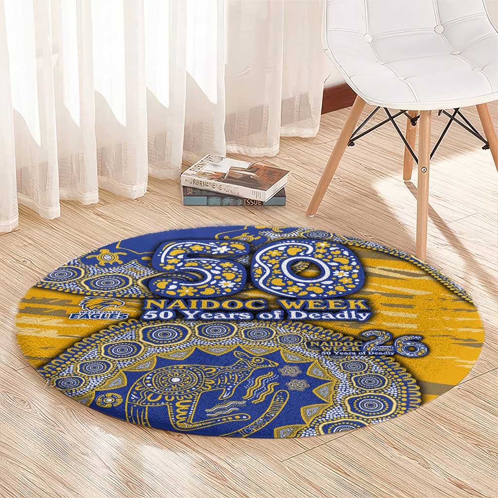 West Coast Eagles NAIDOC Week 2026 Round Carpet Australian Aboriginal Dot Art Dreamtime Pattern Style