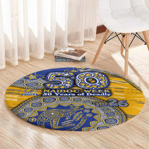 West Coast Eagles NAIDOC Week 2026 Round Carpet Australian Aboriginal Dot Art Dreamtime Pattern Style