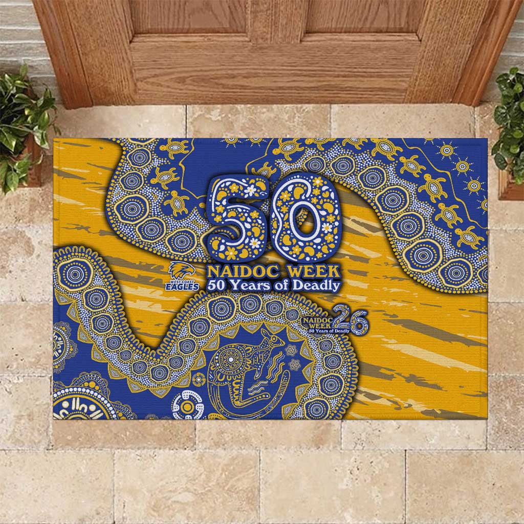 West Coast Eagles NAIDOC Week 2026 Rubber Doormat Australian Aboriginal Dot Art Dreamtime Pattern Style