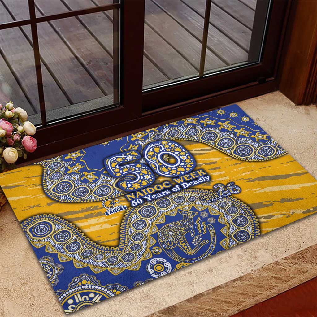 West Coast Eagles NAIDOC Week 2026 Rubber Doormat Australian Aboriginal Dot Art Dreamtime Pattern Style