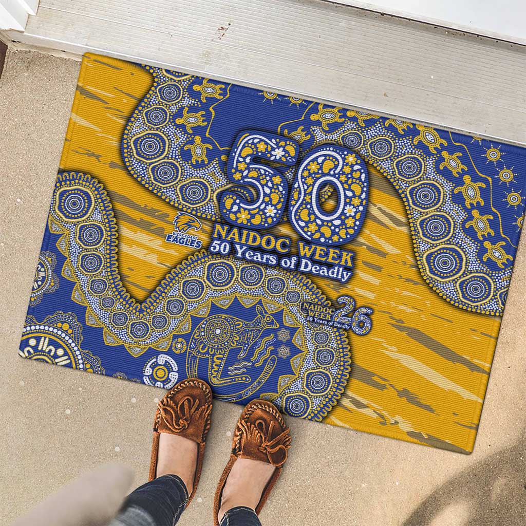 West Coast Eagles NAIDOC Week 2026 Rubber Doormat Australian Aboriginal Dot Art Dreamtime Pattern Style