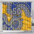 West Coast Eagles NAIDOC Week 2026 Shower Curtain Australian Aboriginal Dot Art Dreamtime Pattern Style