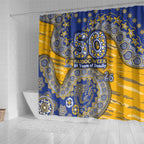 West Coast Eagles NAIDOC Week 2026 Shower Curtain Australian Aboriginal Dot Art Dreamtime Pattern Style