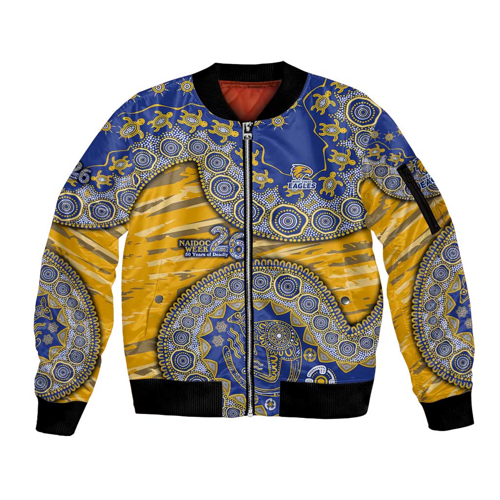 West Coast Eagles NAIDOC Week 2026 Sleeve Zip Bomber Jacket Australian Aboriginal Dot Art Dreamtime Pattern Style