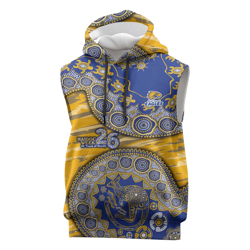 West Coast Eagles NAIDOC Week 2026 Sleeveless Hoodie Australian Aboriginal Dot Art Dreamtime Pattern Style