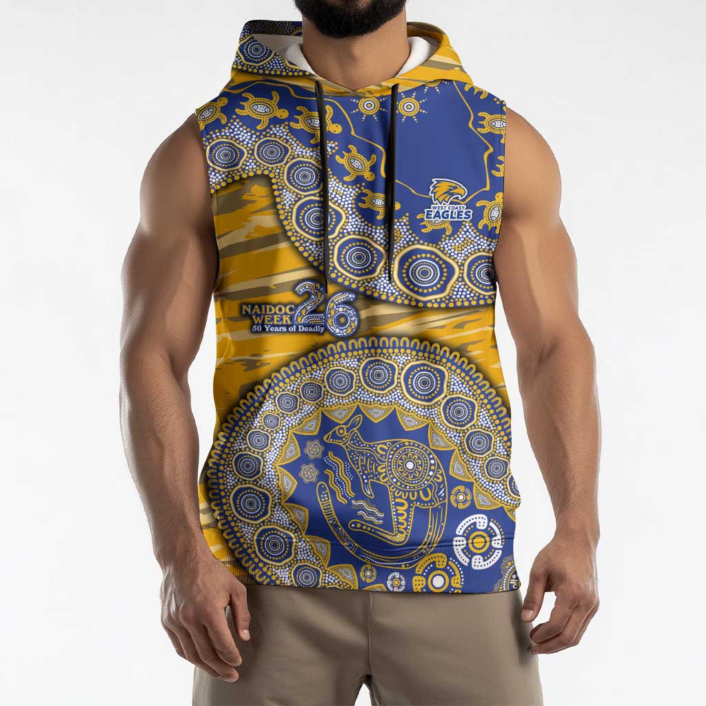 West Coast Eagles NAIDOC Week 2026 Sleeveless Hoodie Australian Aboriginal Dot Art Dreamtime Pattern Style