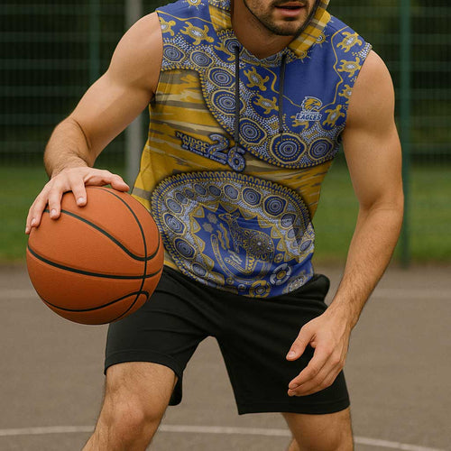 West Coast Eagles NAIDOC Week 2026 Sleeveless Hoodie Australian Aboriginal Dot Art Dreamtime Pattern Style
