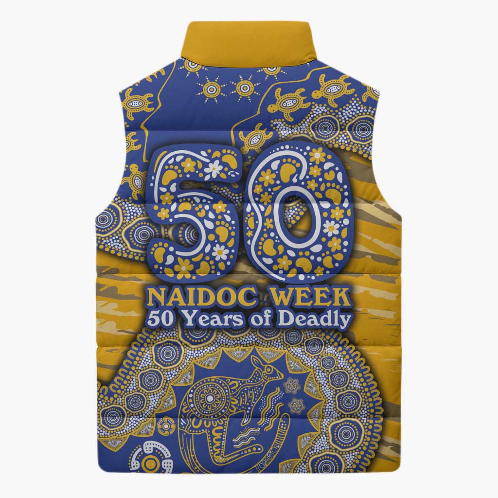 West Coast Eagles NAIDOC Week 2026 Sleeveless Puffer Jacket Australian Aboriginal Dot Art Dreamtime Pattern Style