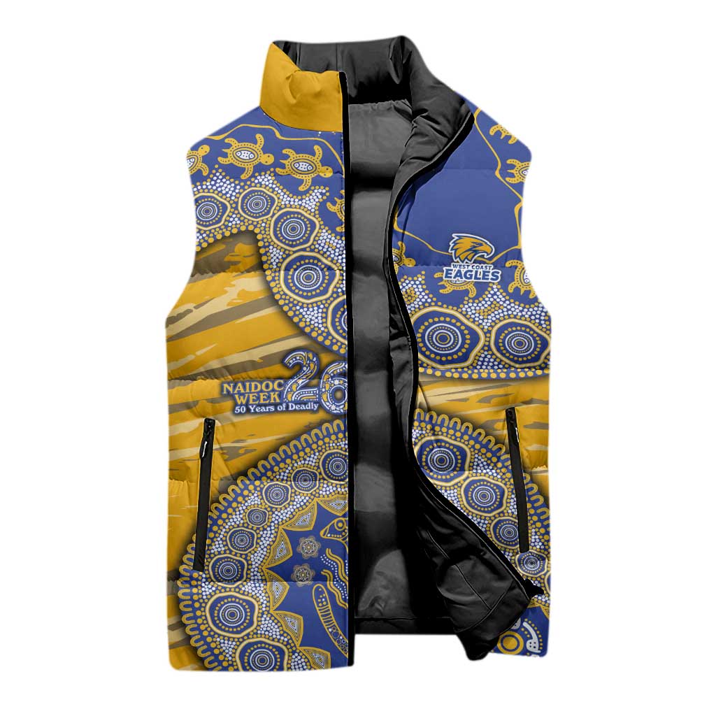 West Coast Eagles NAIDOC Week 2026 Sleeveless Puffer Jacket Australian Aboriginal Dot Art Dreamtime Pattern Style