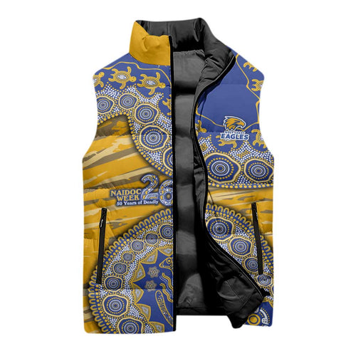 West Coast Eagles NAIDOC Week 2026 Sleeveless Puffer Jacket Australian Aboriginal Dot Art Dreamtime Pattern Style
